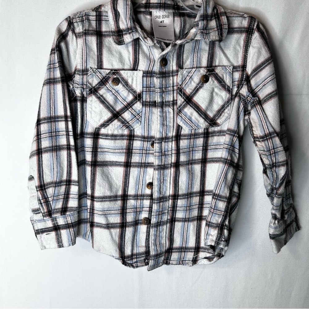 024 Okie Dokie Boys Toodlers Kids Multicolor Plaid Shirt Long Sleeve Size 4T